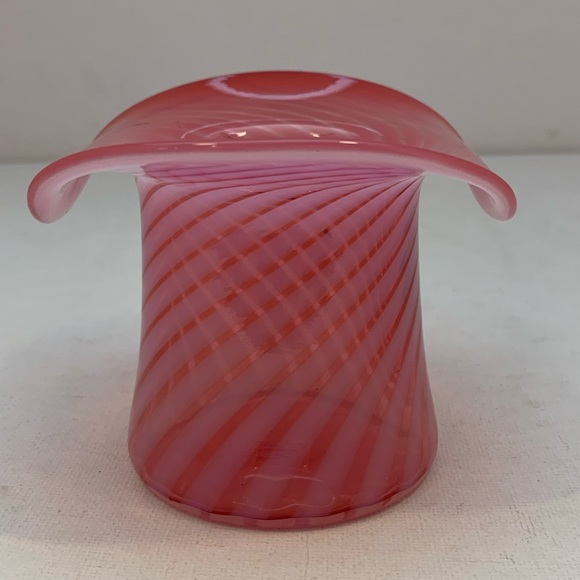 Fenton Other - COPY Small Fenton Cranberry Opalescent Glass Spiral Optic Hat *PLEASE READ*